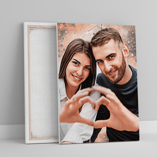 Realistyczny portret w kolorze - druk na płótnie, spersonalizowany prezent dla pary - idamell.com