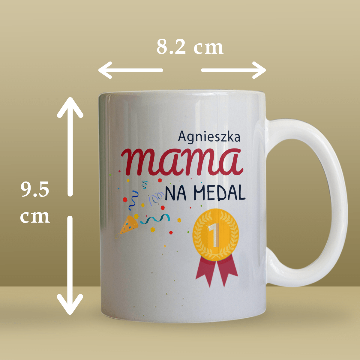 Rodzice na medal - Zestaw 1 x Kubek z nadrukiem, spersonalizowany prezent dla rodziców - idamell.com