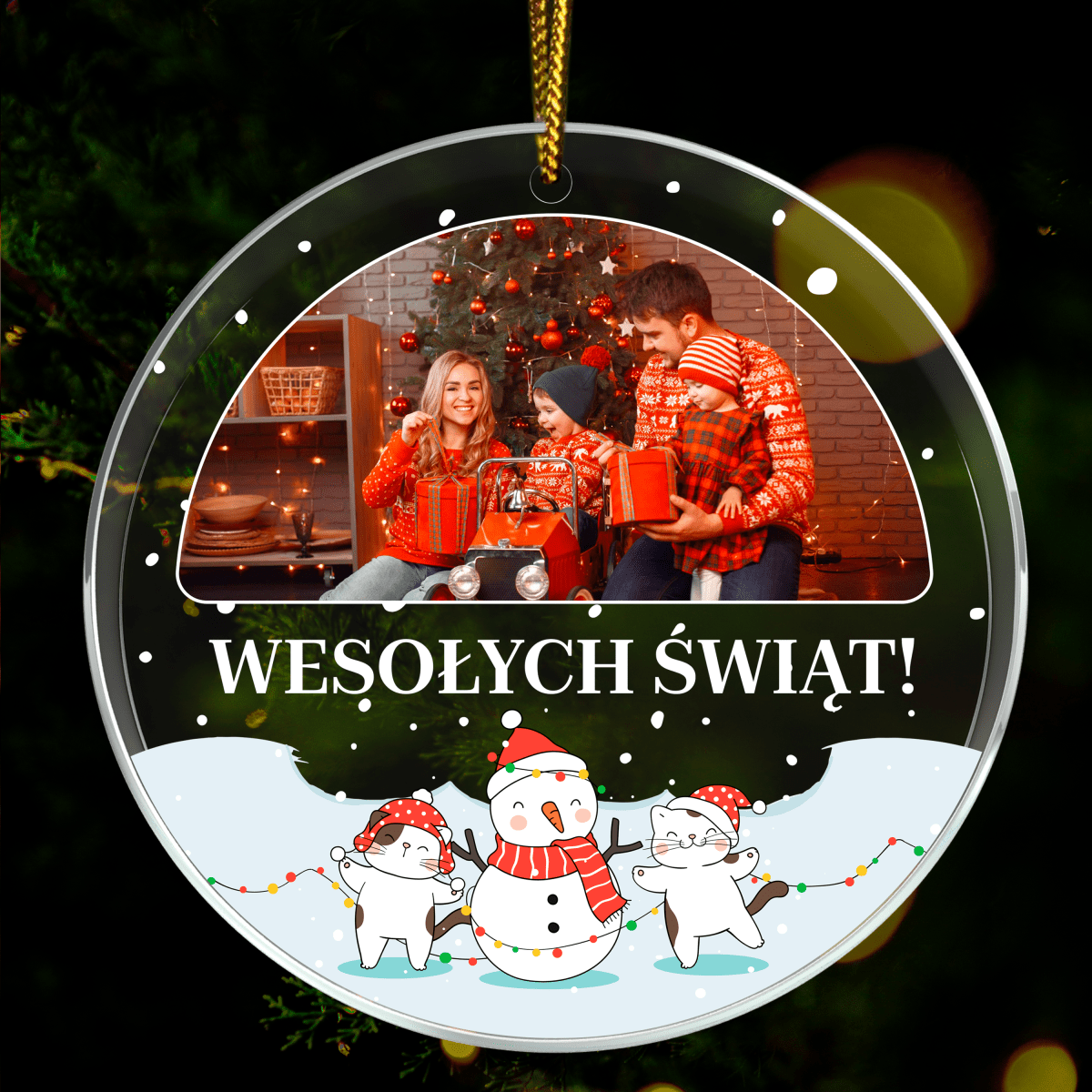 Rodzina w święta - bombka choinkowa, spersonalizowany prezent dla rodziców - idamell.com