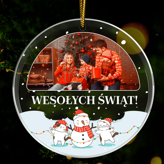 Rodzina w święta - bombka choinkowa, spersonalizowany prezent dla rodziców - idamell.com