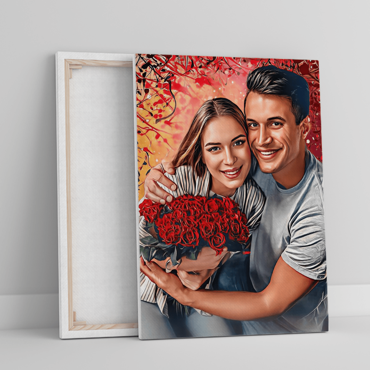Romantyczny portret - druk na płótnie, spersonalizowany prezent dla pary - idamell.com