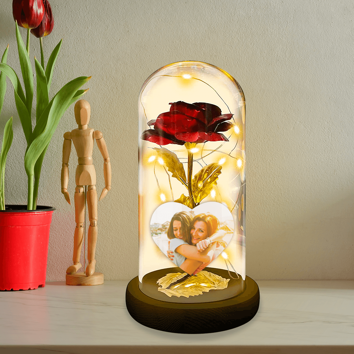 Róża wieczna LED ze spersonalizowanym wydrukiem + GRATISY - idamell.com - Wyjątkowe Prezenty