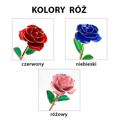 Różowa Wieczna Róża Otulona 24K złotem + GRATISY - idamell.com