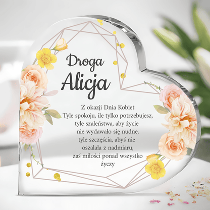 Serce kobiety - Szklane serce, spersonalizowany prezent dla niej - idamell.com
