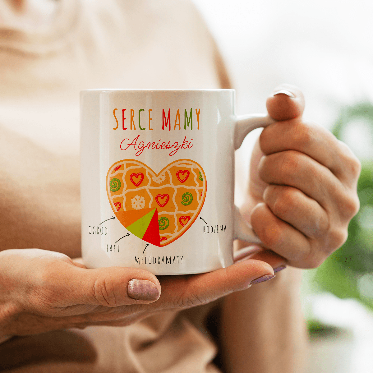 Serce mamy - 1x Kubek z nadrukiem, spersonalizowany prezent dla mamy - idamell.com