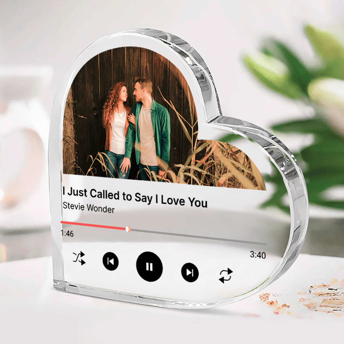 Serce Spotify - Szklane serce, spersonalizowany prezent dla niej - idamell.com