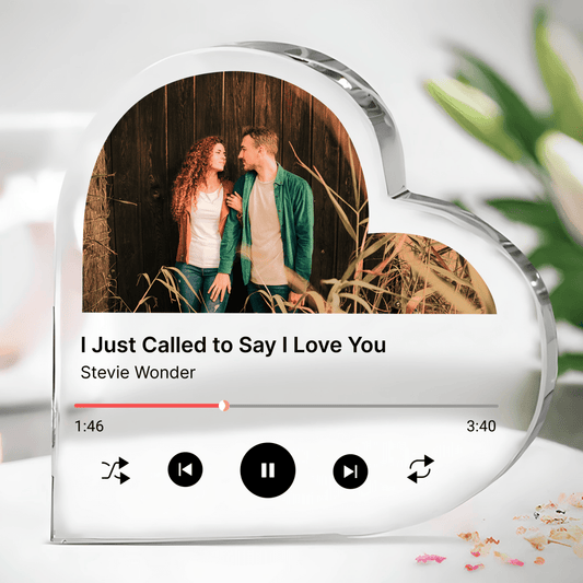 Serce Spotify - Szklane serce, spersonalizowany prezent dla niej - idamell.com
