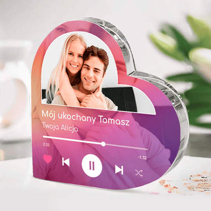 Spotify Mój ukochany - Szklane serce, spersonalizowany prezent dla niego - idamell.com