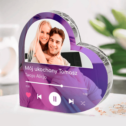 Spotify Mój ukochany - Szklane serce, spersonalizowany prezent dla niego - idamell.com
