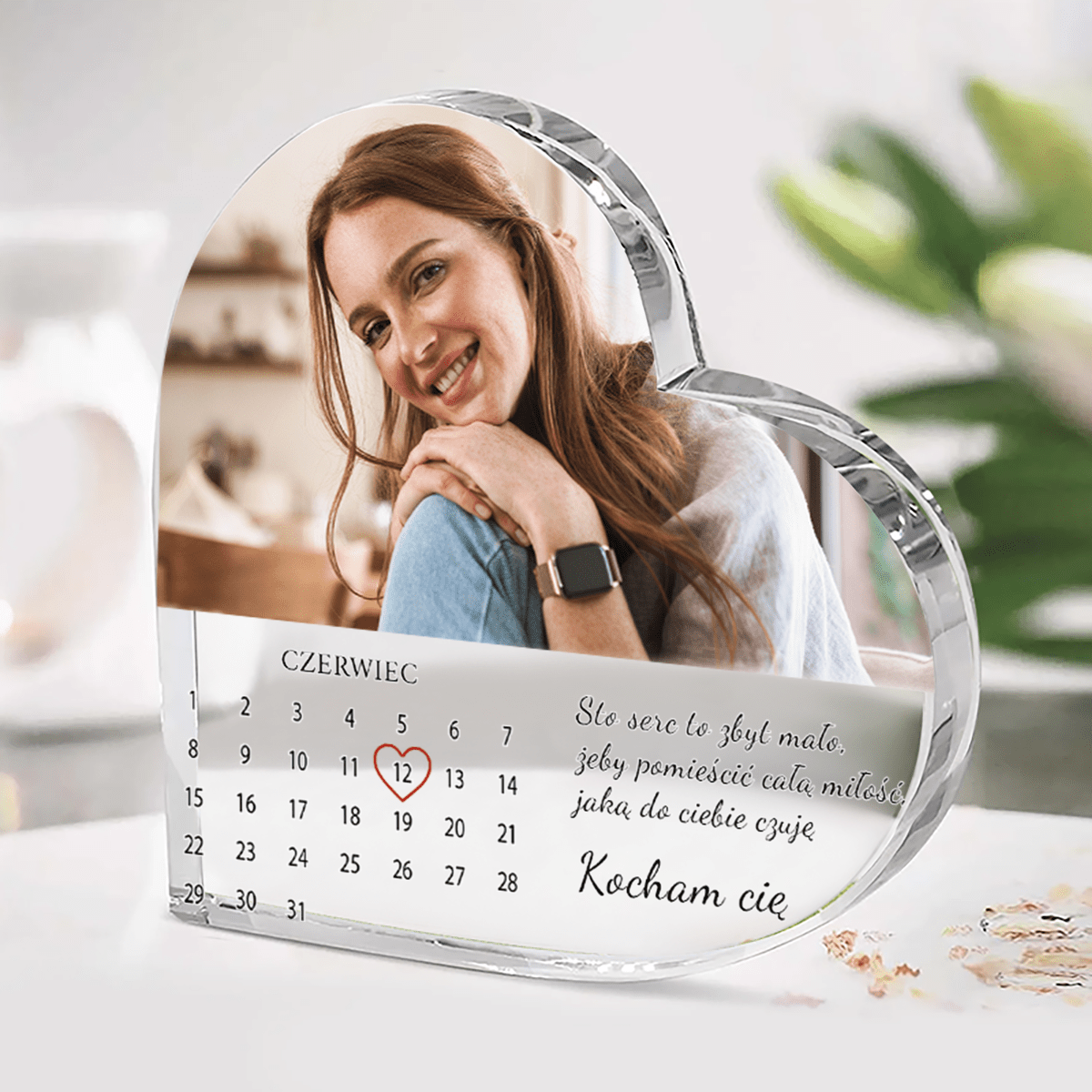Strona z kalendarza - Szklane serce, spersonalizowany prezent dla niej - idamell.com