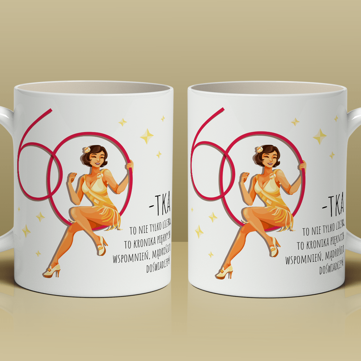 Styl retro na urodziny - 1x Kubek z nadrukiem, spersonalizowany prezent dla niej - idamell.com