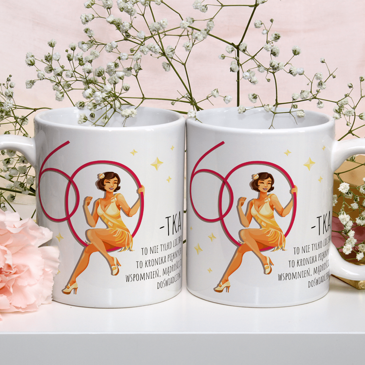 Styl retro na urodziny - 1x Kubek z nadrukiem, spersonalizowany prezent dla niej - idamell.com