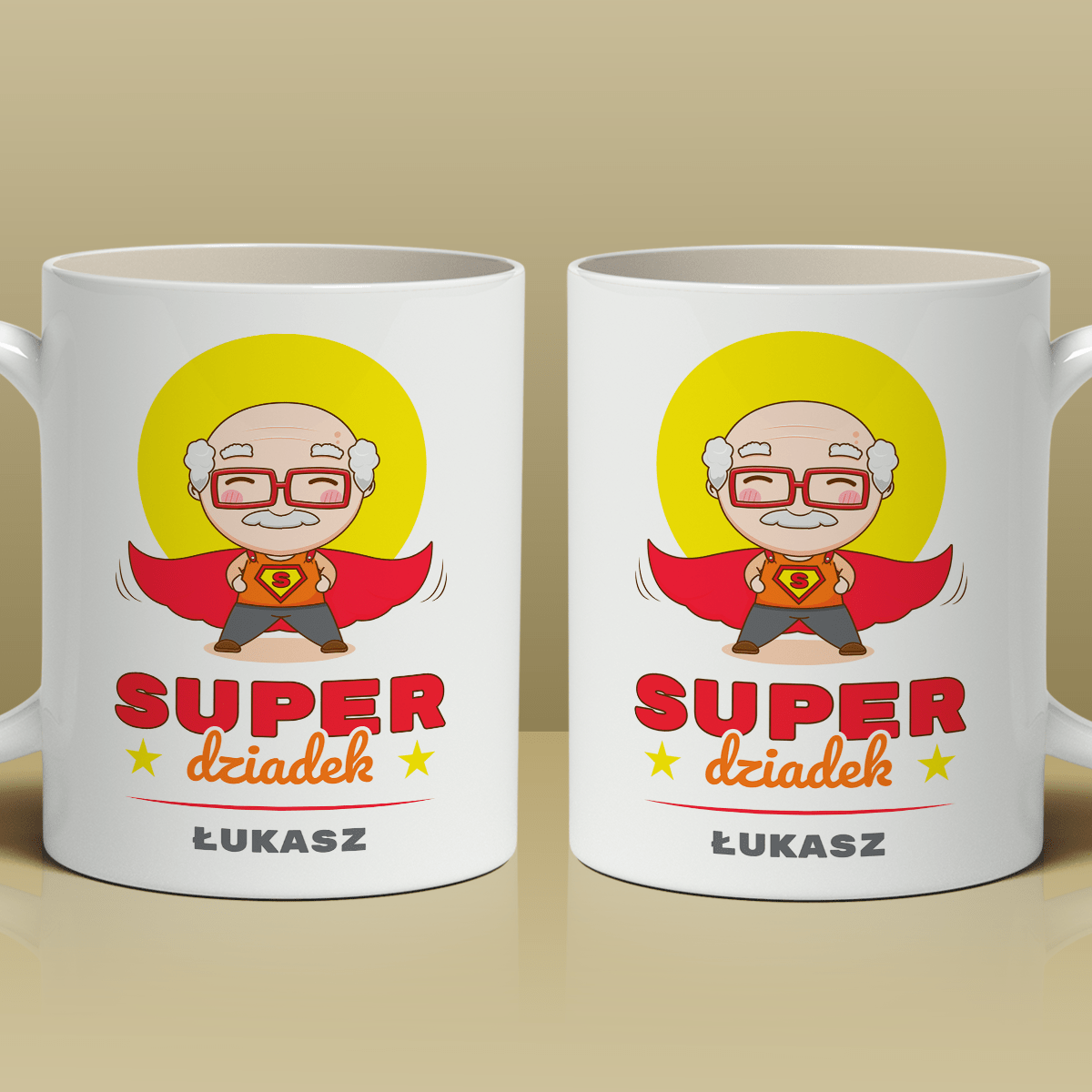 Super dziadek - 1x Kubek z nadrukiem, spersonalizowany prezent dla dziadka - idamell.com
