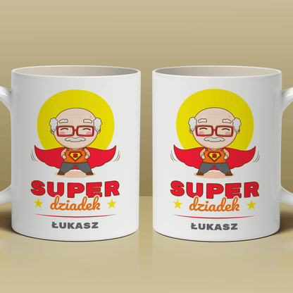 Super dziadek - 1x Kubek z nadrukiem, spersonalizowany prezent dla dziadka - idamell.com