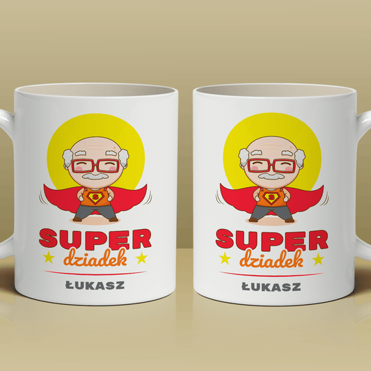 Super dziadek - 1x Kubek z nadrukiem, spersonalizowany prezent dla dziadka - idamell.com