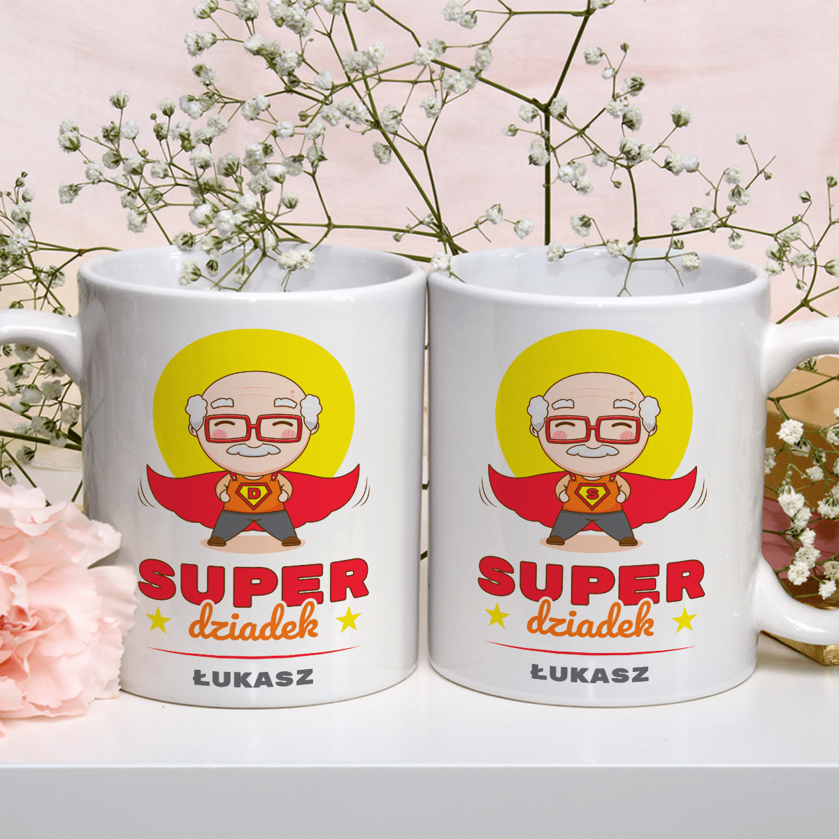 Super dziadek - 1x Kubek z nadrukiem, spersonalizowany prezent dla dziadka - idamell.com