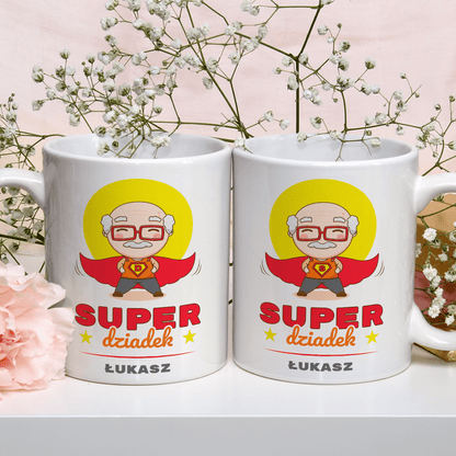 Super dziadek - 1x Kubek z nadrukiem, spersonalizowany prezent dla dziadka - idamell.com