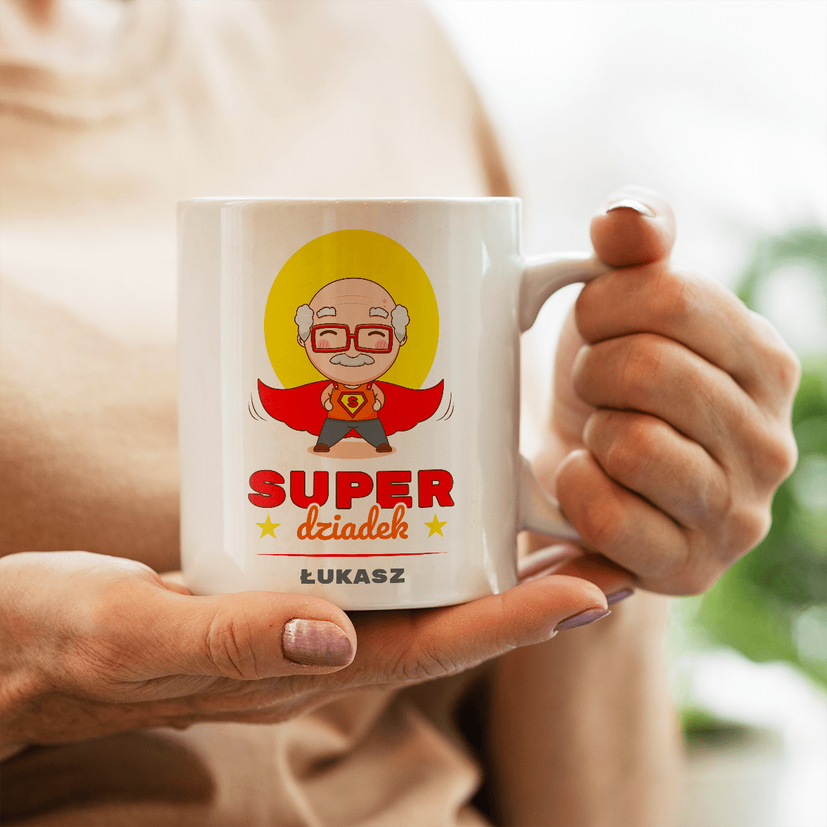 Super dziadek - 1x Kubek z nadrukiem, spersonalizowany prezent dla dziadka - idamell.com