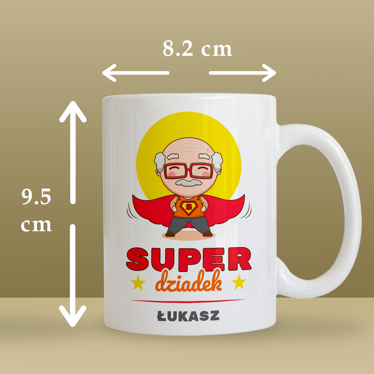 Super dziadek - 1x Kubek z nadrukiem, spersonalizowany prezent dla dziadka - idamell.com