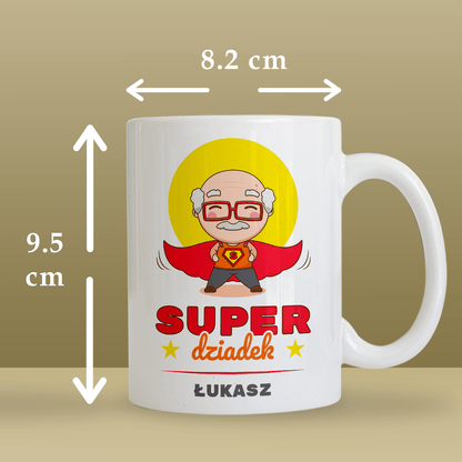 Super dziadek - 1x Kubek z nadrukiem, spersonalizowany prezent dla dziadka - idamell.com