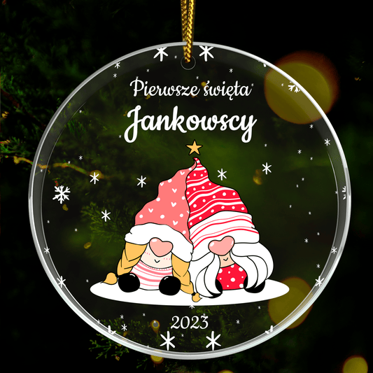 Świąteczne krasnale - bombka choinkowa, spersonalizowany prezent dla pary - idamell.com