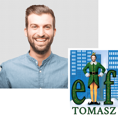 Świąteczny elf - druk na płótnie, spersonalizowany prezent dla niego - idamell.com