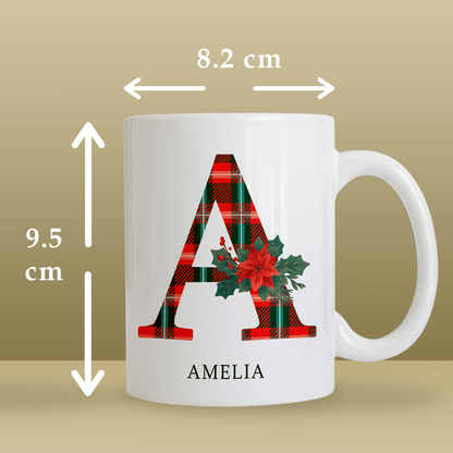 Świąteczny monogram - 1x Kubek z nadrukiem, spersonalizowany prezent dla niej - idamell.com