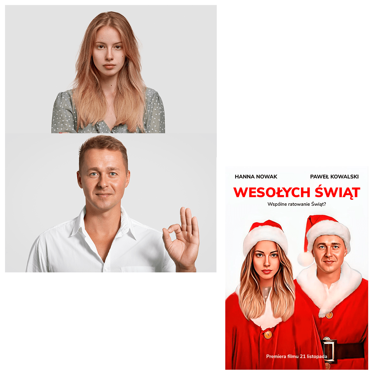 Świąteczny plakat filmowy - druk na płótnie, spersonalizowany prezent dla żony - idamell.com