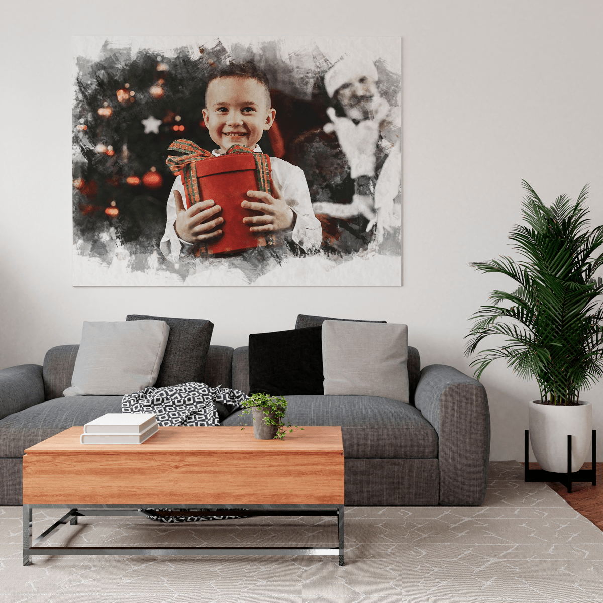 Świąteczny portret dziecka - druk na płótnie, spersonalizowany prezent - idamell.com