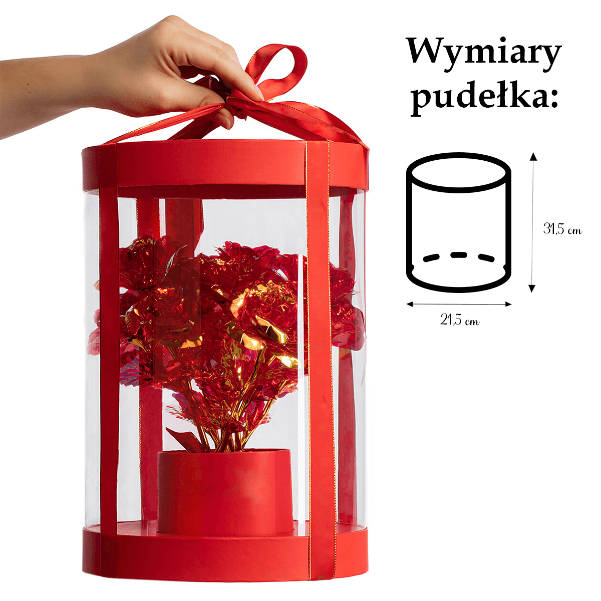 Świecące czerwone róże wieczne bukiet LED + GRATISY - idamell.com - Wyjątkowe Prezenty