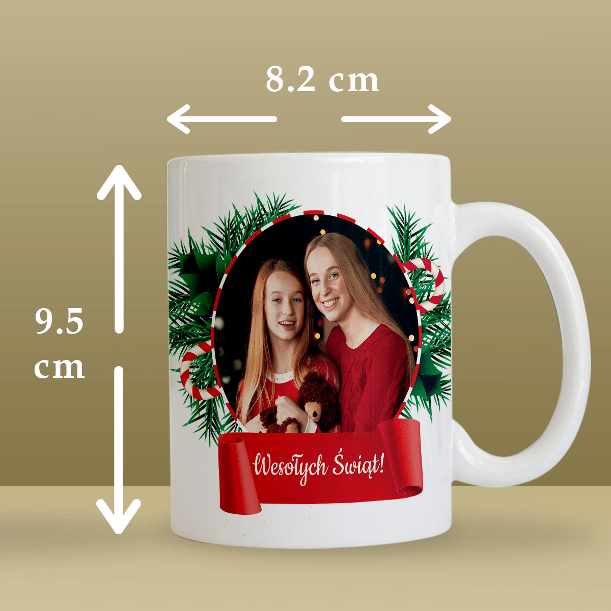 Święta z siostrą - 1x Kubek z nadrukiem, spersonalizowany prezent dla siostry - idamell.com