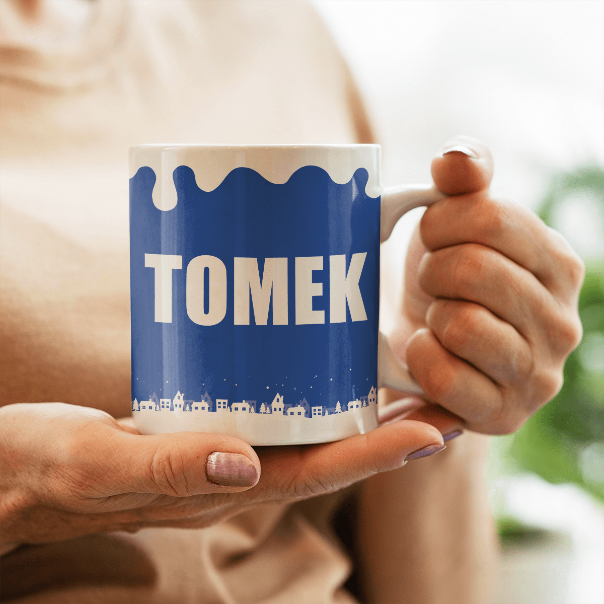 Święty Mikołaj + imię - 1x Kubek z nadrukiem, spersonalizowany prezent dla dziadka - idamell.com