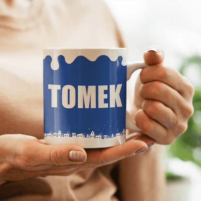 Święty Mikołaj + imię - 1x Kubek z nadrukiem, spersonalizowany prezent dla dziadka - idamell.com