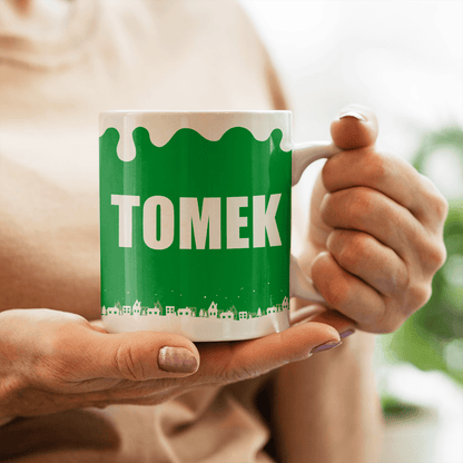 Święty Mikołaj + imię - 1x Kubek z nadrukiem, spersonalizowany prezent dla dziadka - idamell.com