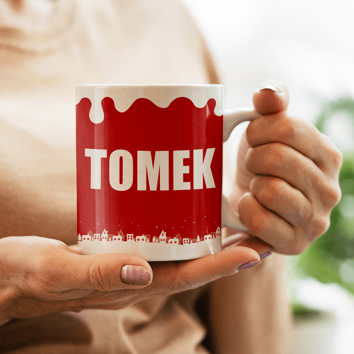 Święty Mikołaj + imię - 1x Kubek z nadrukiem, spersonalizowany prezent dla dziadka - idamell.com
