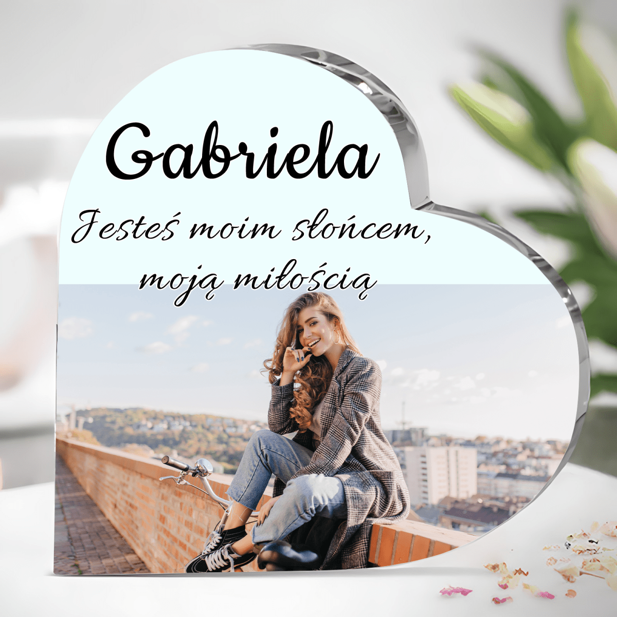 Tak wiele dla mnie znaczysz - Szklane serce, spersonalizowany prezent dla niej - idamell.com