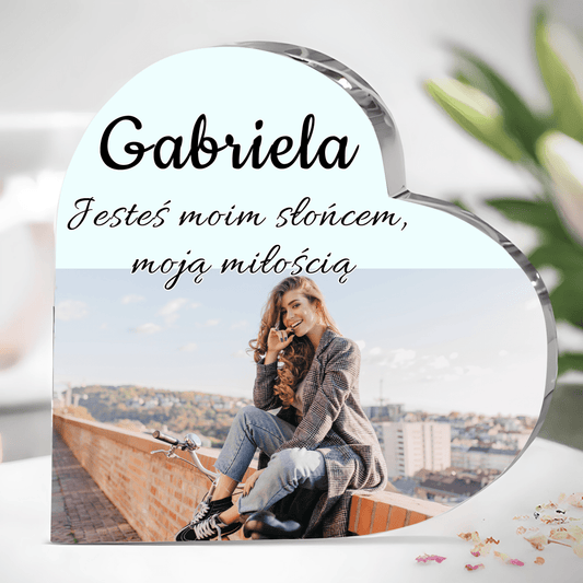 Tak wiele dla mnie znaczysz - Szklane serce, spersonalizowany prezent dla niej - idamell.com