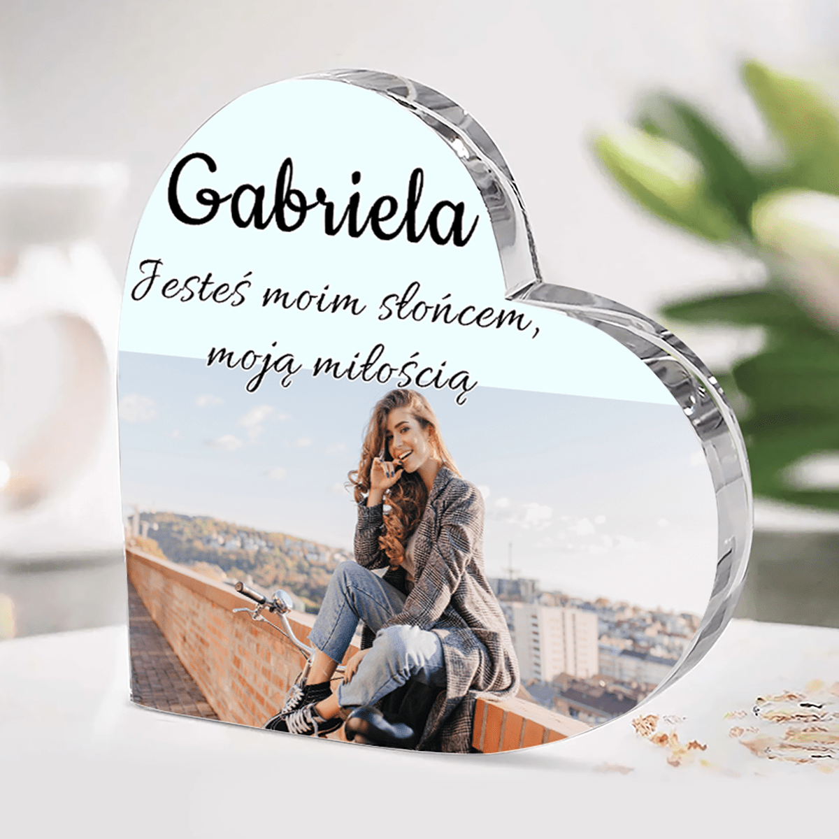 Tak wiele dla mnie znaczysz - Szklane serce, spersonalizowany prezent dla niej - idamell.com