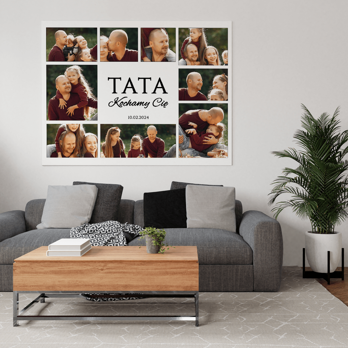 Tata kochamy Cię - druk na płótnie, spersonalizowany prezent dla taty - idamell.com