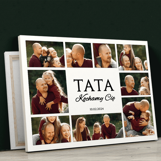 Tata kochamy Cię - druk na płótnie, spersonalizowany prezent dla taty - idamell.com