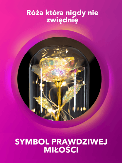 Tęczowa róża wieczna świecąca w szkle LED, Sentymentalny prezent marzeń dla mamy, niesamowite prezenty na święta, na chrzest, na dzień babci, dziadka - idamell.com - Wyjątkowe Prezenty