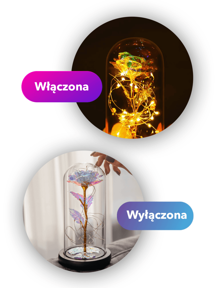 Tęczowa róża wieczna świecąca w szkle LED, Sentymentalny prezent marzeń dla mamy, niesamowite prezenty na święta, na chrzest, na dzień babci, dziadka - idamell.com - Wyjątkowe Prezenty