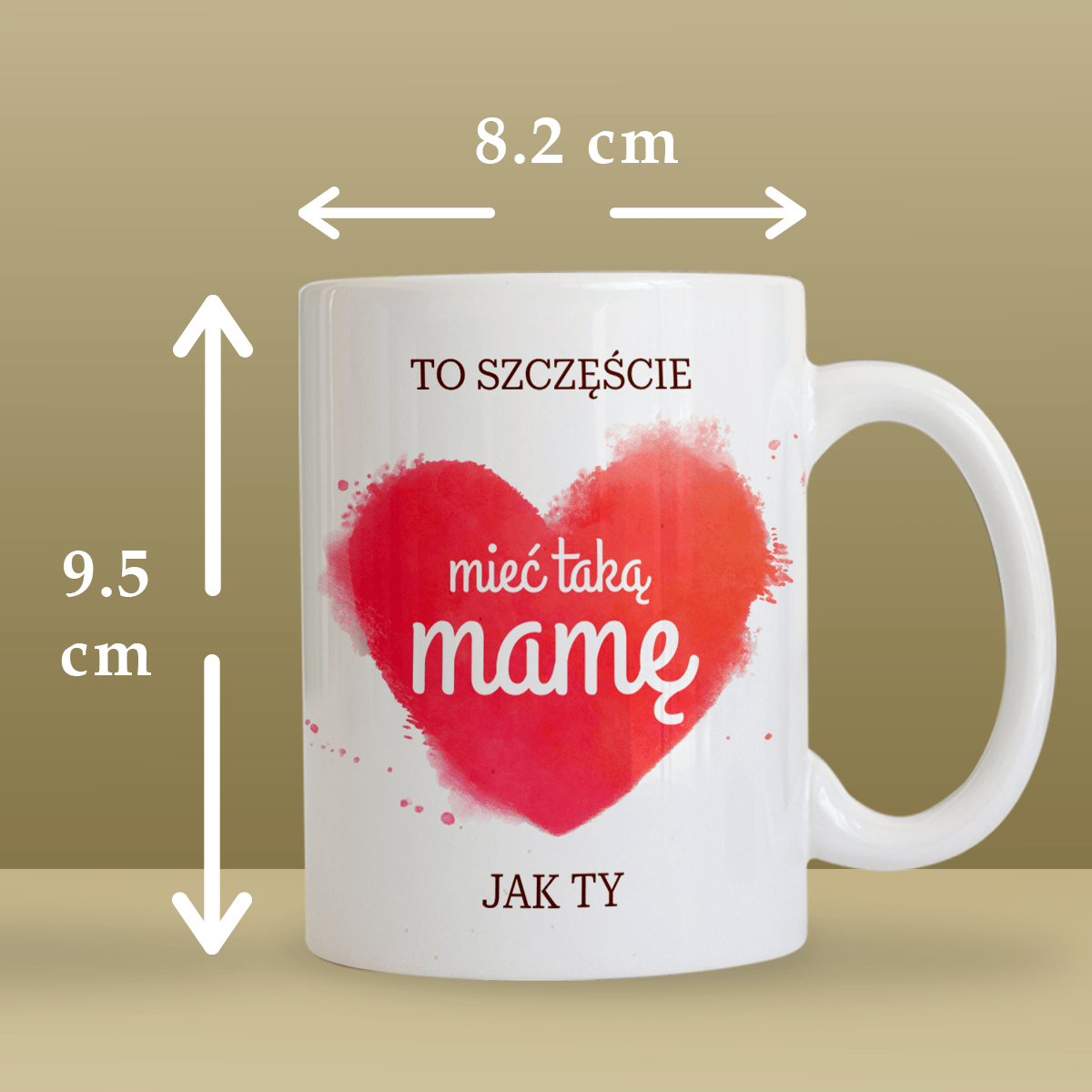 To szczęście - 1x Kubek z nadrukiem, spersonalizowany prezent dla mamy - idamell.com