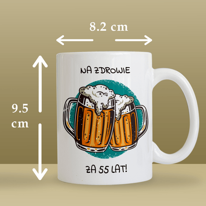 Toast na 55 urodziny - Kubek z nadrukiem, spersonalizowany prezent - idamell.com