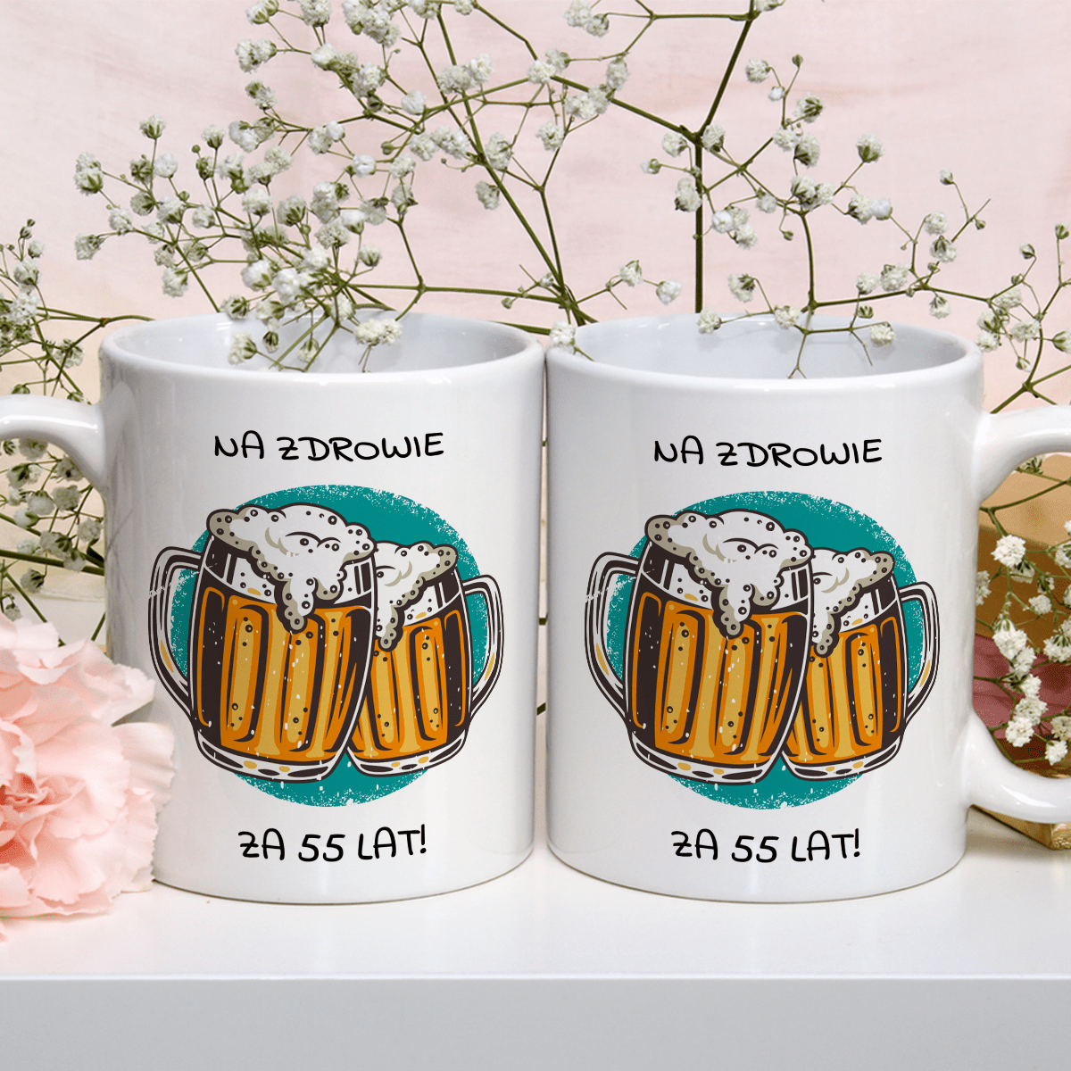 Toast na 55 urodziny - Kubek z nadrukiem, spersonalizowany prezent - idamell.com