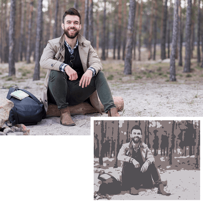 Trójkolorowy sketch jednoosobowy - druk na płótnie, spersonalizowany prezent - idamell.com - Wyjątkowe Prezenty