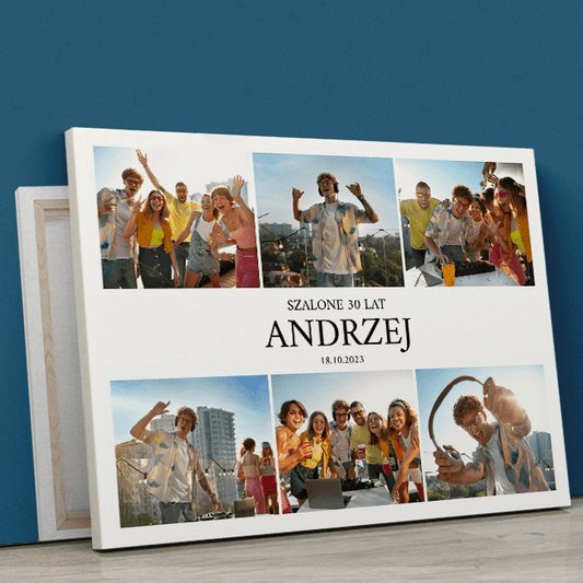 Trzydzieste urodziny - druk na płótnie, spersonalizowany prezent - idamell.com