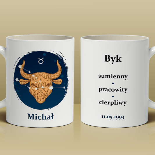 Twój znak zodiaku - 1x Kubek z nadrukiem, spersonalizowany prezent dla niego - idamell.com