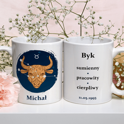 Twój znak zodiaku - 1x Kubek z nadrukiem, spersonalizowany prezent dla niego - idamell.com
