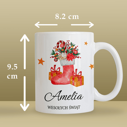 Twoje pierwsze święta - 1x Kubek z nadrukiem, spersonalizowany prezent dla dziecka - idamell.com
